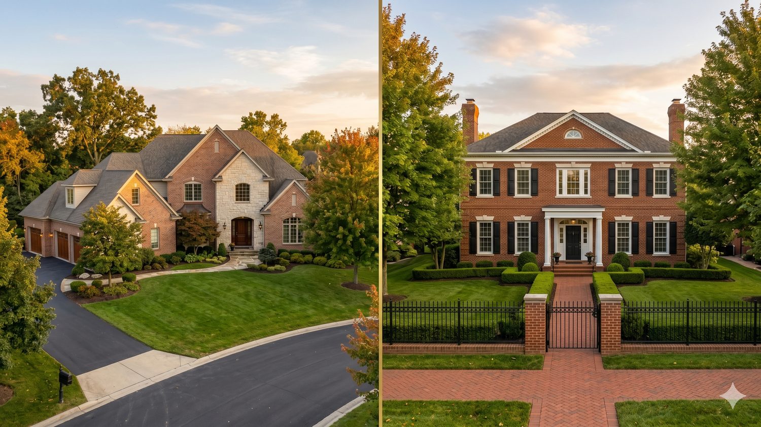 An upscale Central Ohio street at golden hour